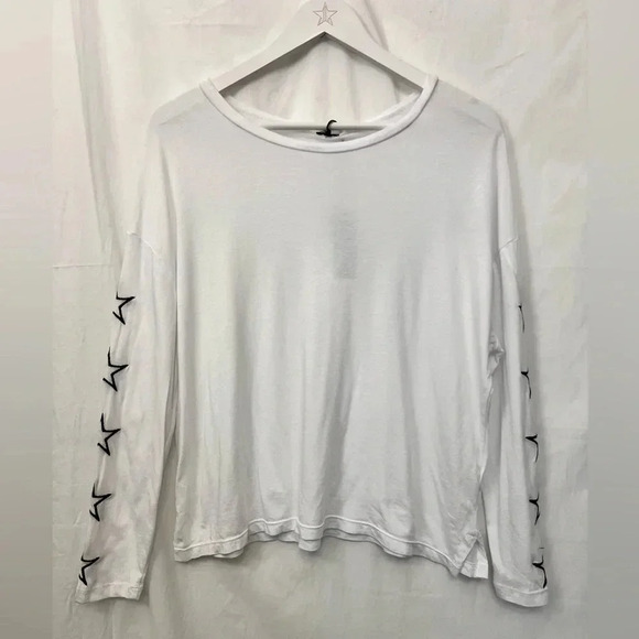 Monrow White Slouchy Long Sleeve Top Size XS Casual Lounge Grunge Rock - Picture 3 of 10